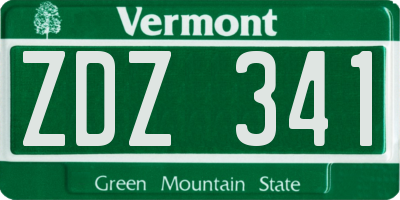 VT license plate ZDZ341