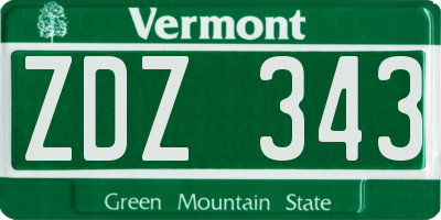 VT license plate ZDZ343