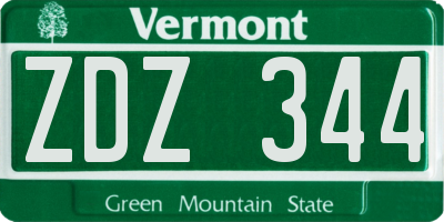 VT license plate ZDZ344