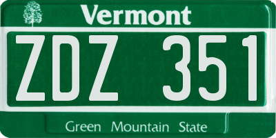 VT license plate ZDZ351