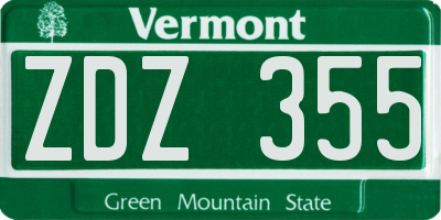 VT license plate ZDZ355
