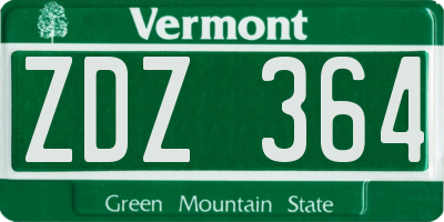 VT license plate ZDZ364