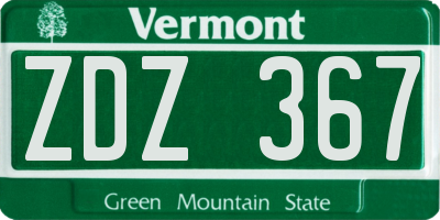 VT license plate ZDZ367