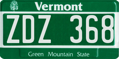 VT license plate ZDZ368