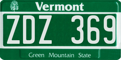 VT license plate ZDZ369