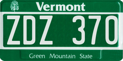 VT license plate ZDZ370