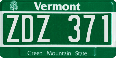 VT license plate ZDZ371