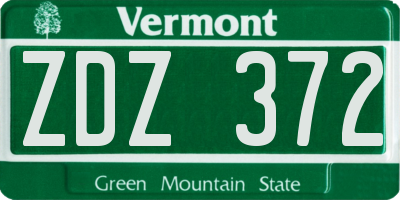 VT license plate ZDZ372