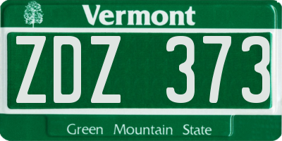 VT license plate ZDZ373