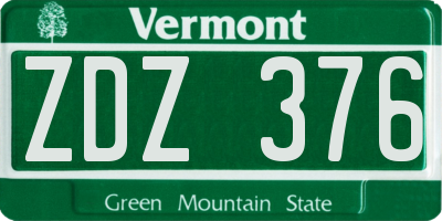 VT license plate ZDZ376