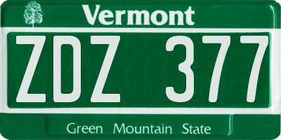VT license plate ZDZ377