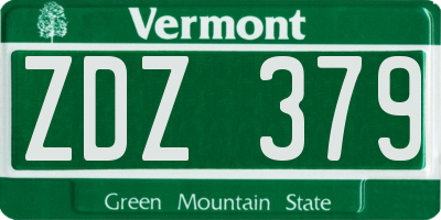 VT license plate ZDZ379