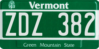 VT license plate ZDZ382
