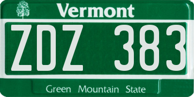 VT license plate ZDZ383
