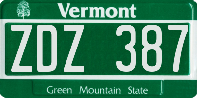 VT license plate ZDZ387