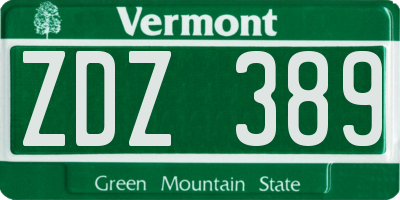 VT license plate ZDZ389