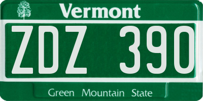 VT license plate ZDZ390