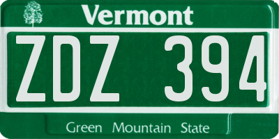 VT license plate ZDZ394