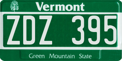VT license plate ZDZ395