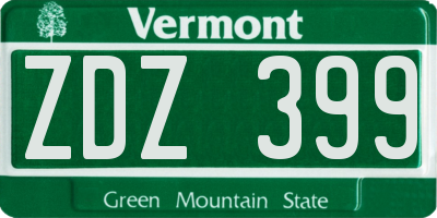 VT license plate ZDZ399
