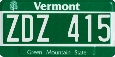 VT license plate ZDZ415