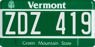 VT license plate ZDZ419