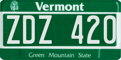 VT license plate ZDZ420