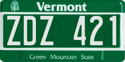 VT license plate ZDZ421