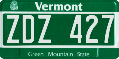 VT license plate ZDZ427