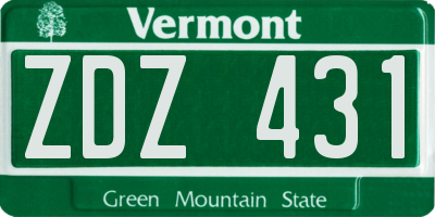 VT license plate ZDZ431