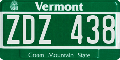 VT license plate ZDZ438