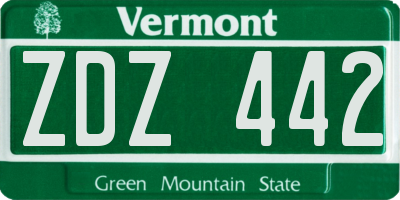 VT license plate ZDZ442