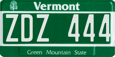 VT license plate ZDZ444