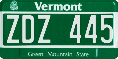 VT license plate ZDZ445