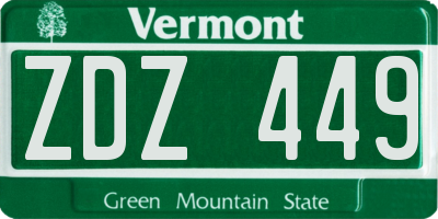 VT license plate ZDZ449