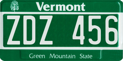 VT license plate ZDZ456