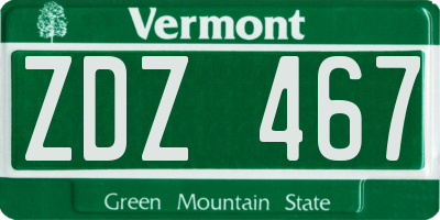 VT license plate ZDZ467