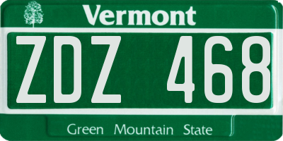 VT license plate ZDZ468