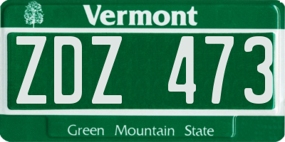 VT license plate ZDZ473