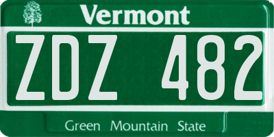 VT license plate ZDZ482
