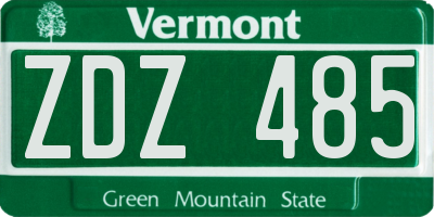 VT license plate ZDZ485