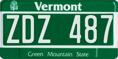 VT license plate ZDZ487