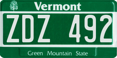 VT license plate ZDZ492