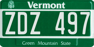 VT license plate ZDZ497