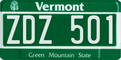 VT license plate ZDZ501