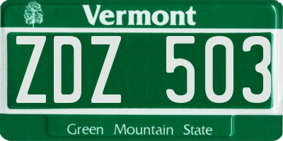 VT license plate ZDZ503