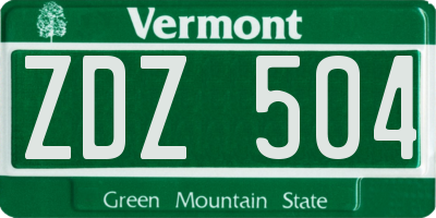 VT license plate ZDZ504
