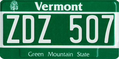 VT license plate ZDZ507