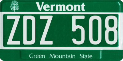 VT license plate ZDZ508