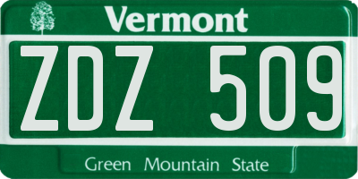 VT license plate ZDZ509